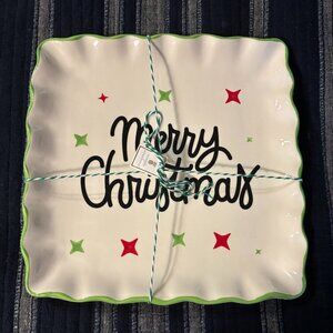 Simply Southern Merry Christmas Ceramic Holiday Plate ~ 11X11 ~ NWT